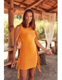 Mustard dress with fringes on the sides FK604 - Online store - Boutique